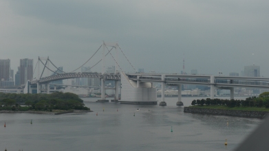 View of Tokyo and the Rainbow Bridge from Odaiba